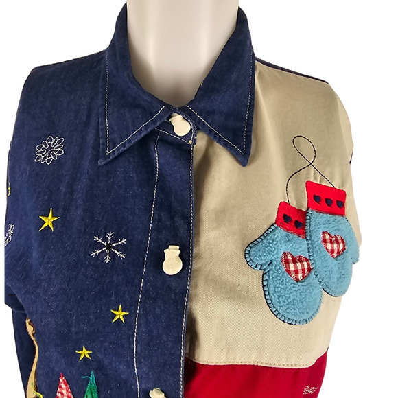 Fashion Bug Christmas Winter Holiday Long Sleeve Button Up Blouse 14/16 - Picture 4 of 6